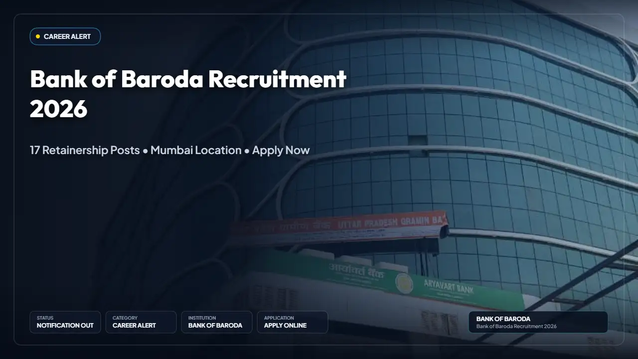Bank of Baroda Guest Player Recruitment 2026 — Apply for 17 Retainership Posts in Mumbai