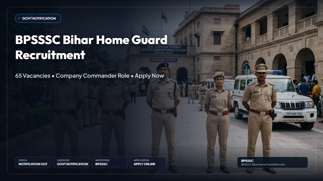 BPSSSC Recruitment 2026: 65 Company Commander Vacancies in Bihar Home Guard