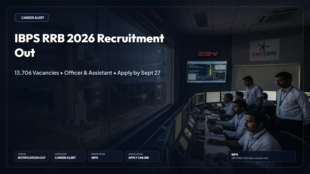 IBPS RRB CRP-XV Recruitment 2026: Apply Online for 13,706 Officer and Office Assistant Posts (1–27 Sept)