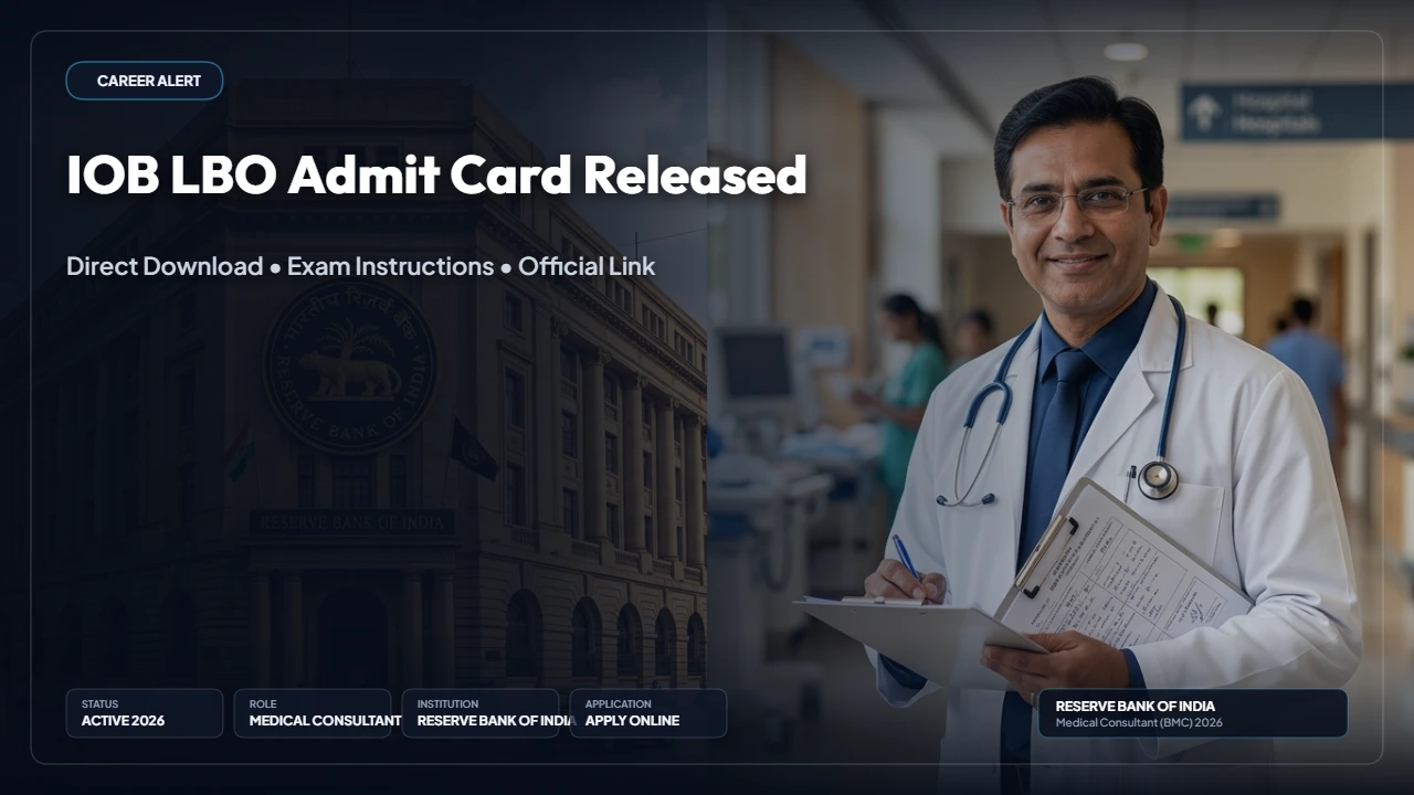IOB LBO Admit Card 2026 Released — Download Hall Ticket at iob.bank.in