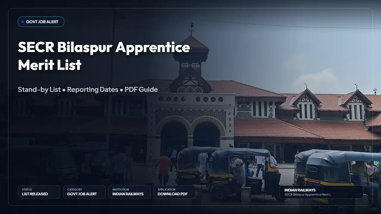 SECR Bilaspur Provisional Apprentice Merit List 2026 (Stand-By) — Download PDF & Reporting Dates
