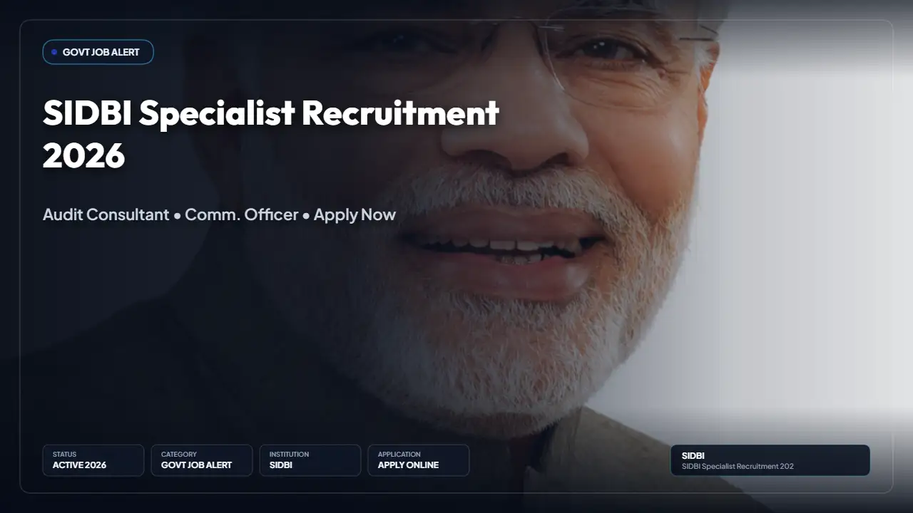 SIDBI Specialist Recruitment 2026: Apply for Assistant Communication Officer and Audit Consultant Posts