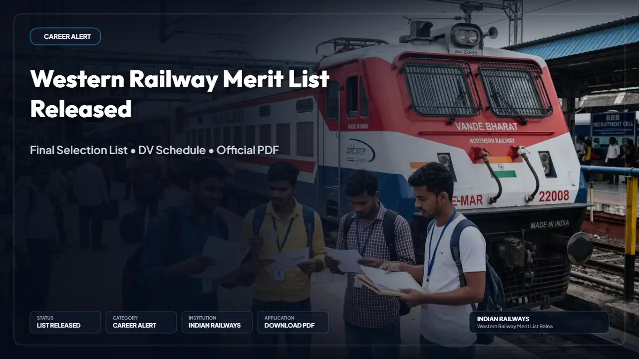 Western Railway Dahod Apprentice 2nd Final Merit List 2026 Released — Check PDF & DV Details