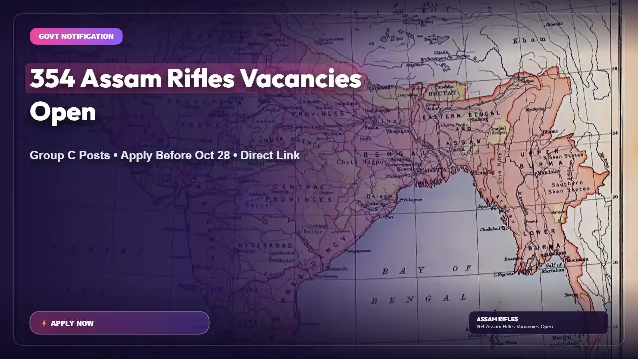 Assam Rifles Technical and Tradesman Recruitment Rally 2026 — 354 Group C Vacancies (Apply 28 Sep–28 Oct)