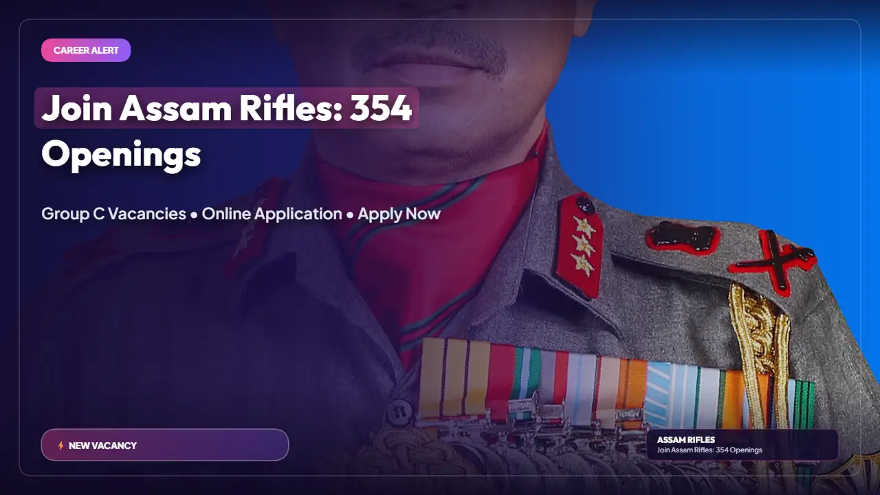 Assam Rifles Technical & Tradesman Recruitment Rally 2026 — 354 Group C Posts, Apply Online 28 Sep–28 Oct 2026