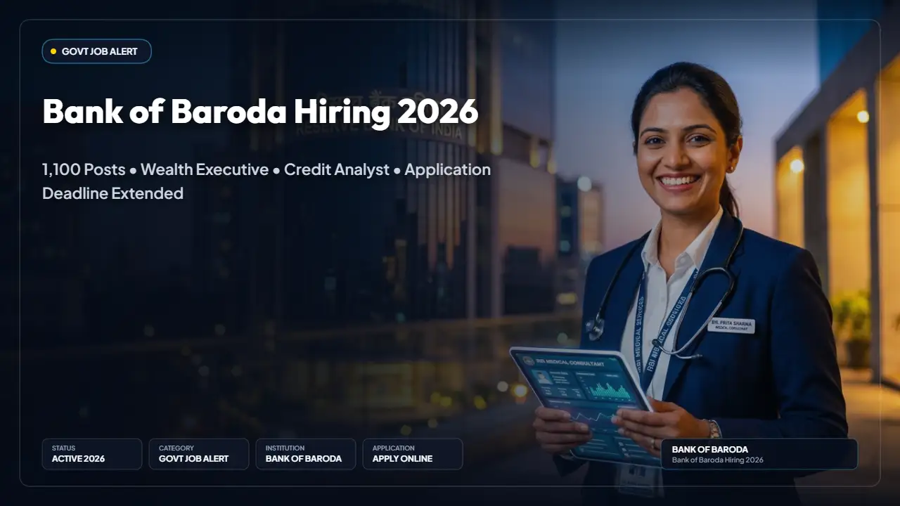 Bank of Baroda Recruitment 2026: Apply Online for 1,100 Wealth Executive & Credit Analyst Posts (Last Date Extended)
