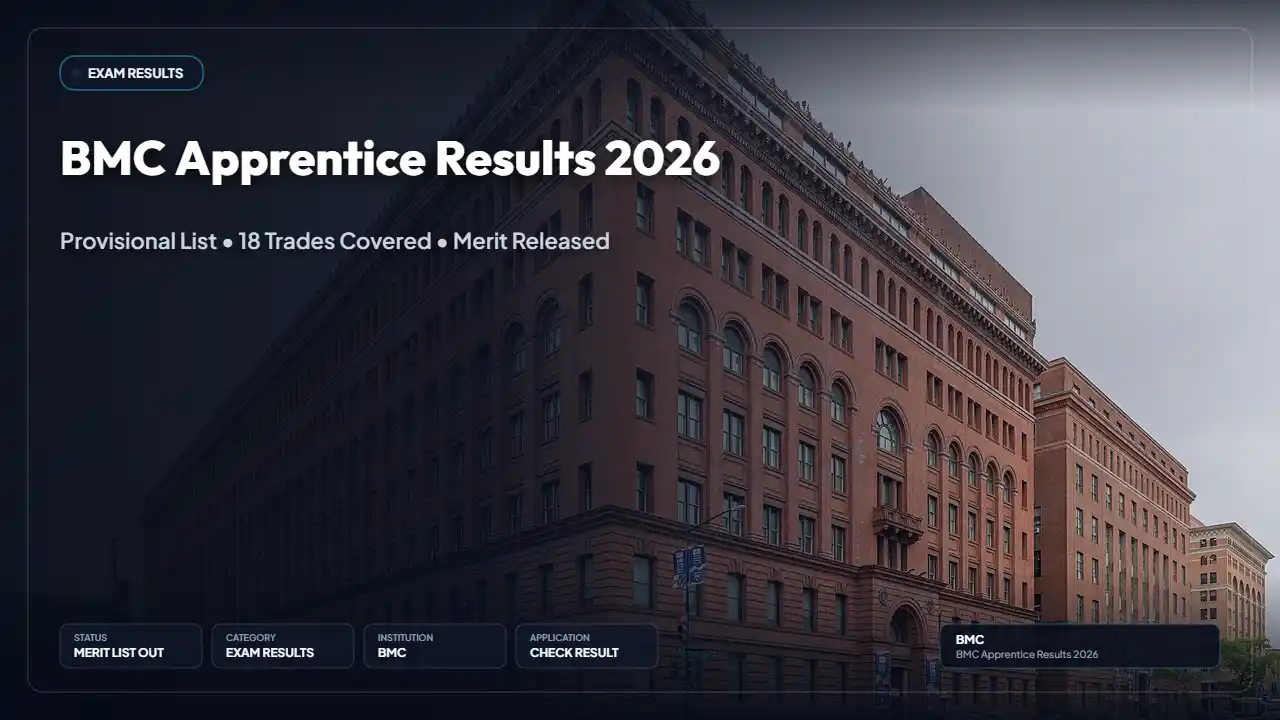 BMC Apprentice Result 2026: Provisional Trade-wise Merit List Released for 18 ITI Trades