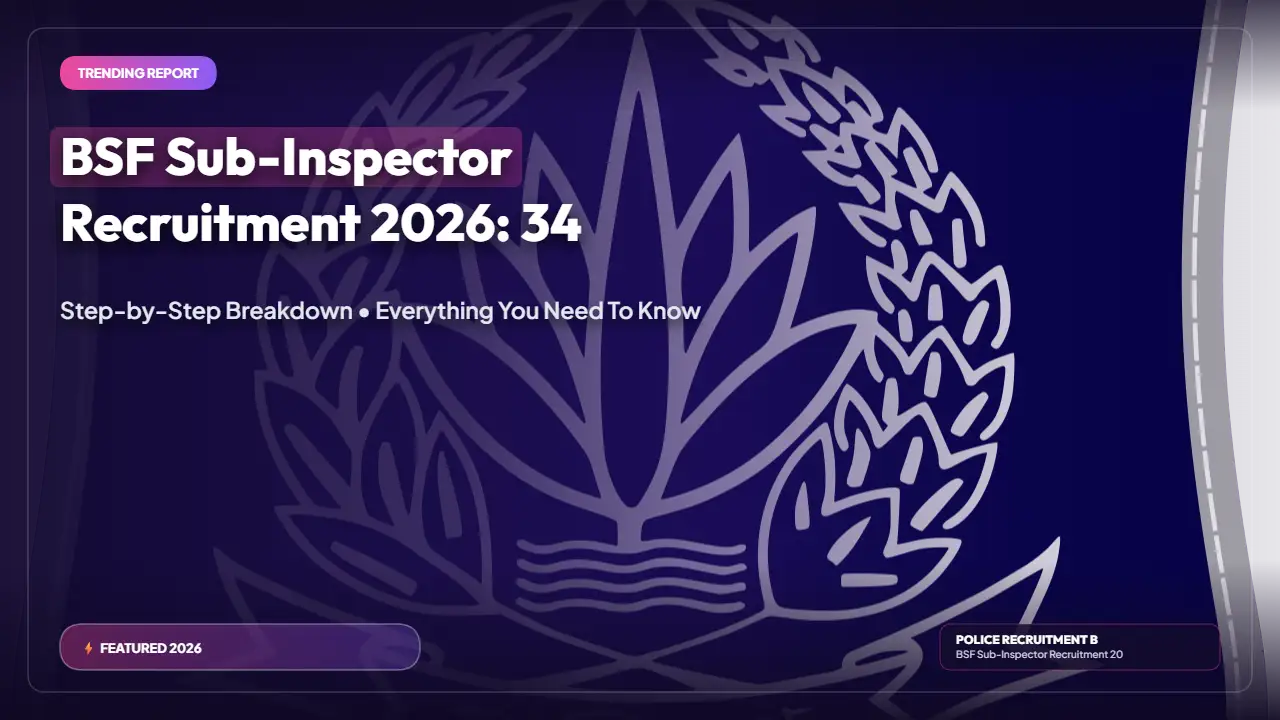BSF Sub-Inspector Recruitment 2026: 34 Deputation Vacancies — Apply by 09 December 2026