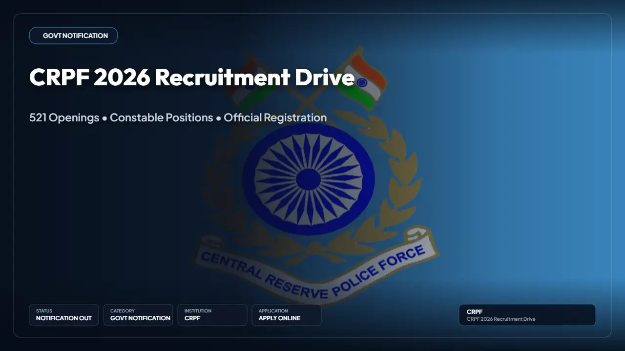 CRPF Sports Quota Recruitment 2026 — Apply Online for 521 Head Constable and Constable Posts