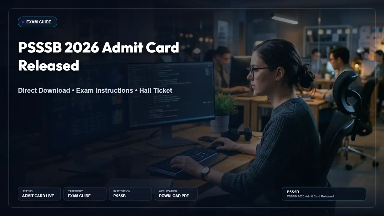 PSSSB Craft Instructor Admit Card 2026 Released — Download Hall Ticket and Exam Details