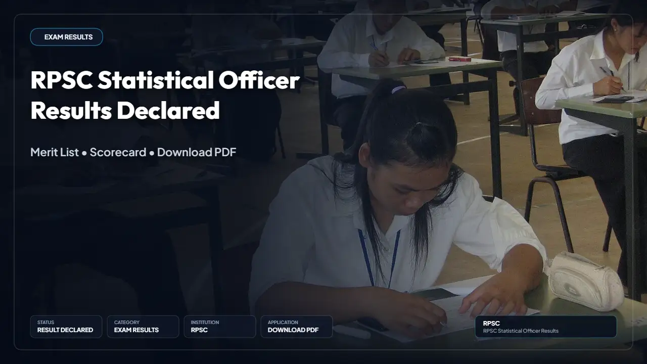RPSC Statistical Officer Result 2026 Declared — Download Merit List PDF