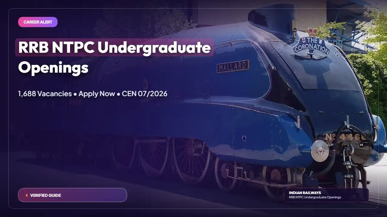 RRB NTPC Undergraduate Recruitment 2026 — Apply Online for 1,688 Posts (CEN 07/2026)