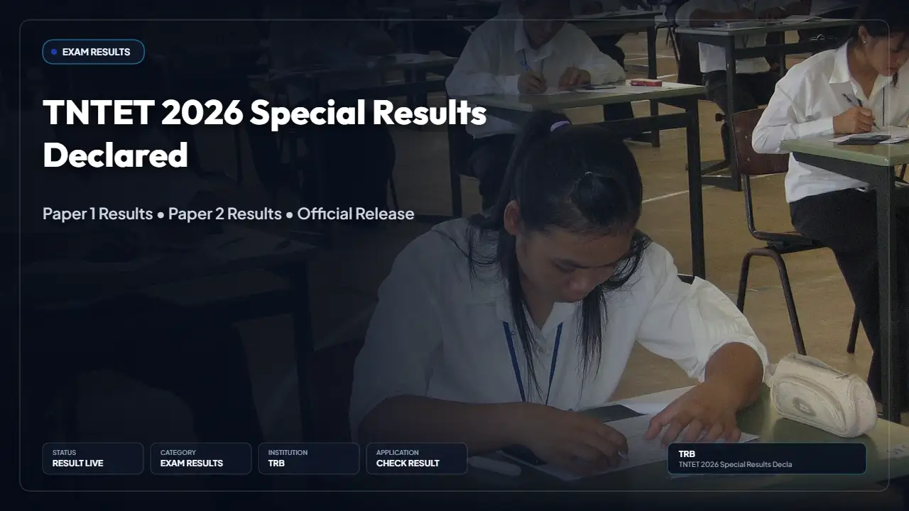 TRB Declares Special TNTET Result 2026 for Paper 1 and Paper 2