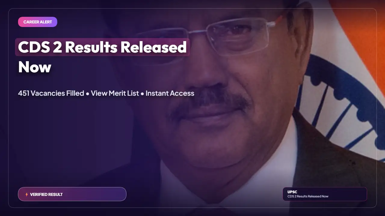 UPSC CDS 2 Result 2026 Declared: Written Result PDF Available for 451 Vacancies